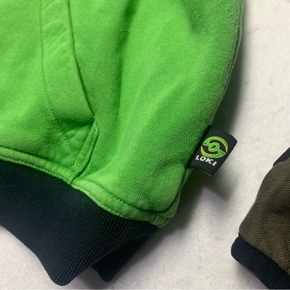 Loki All-Tech hoodie Sweatshirt built in mittens/face cover Marvel Green size 7 - Picture 7 of 12